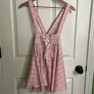 ROMWE plaid overall skirt